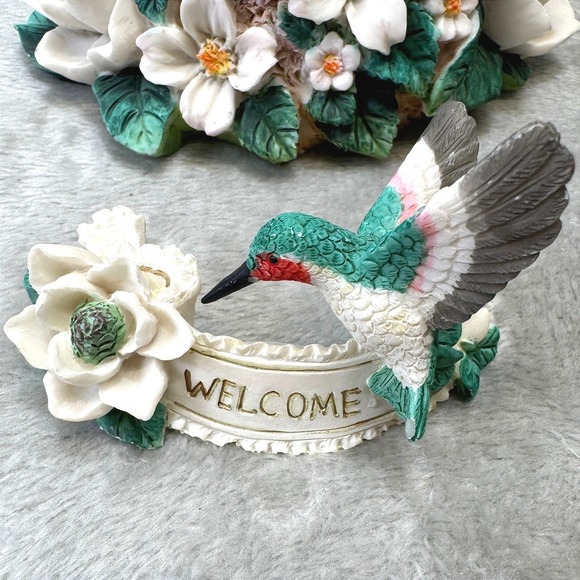 Hummingbird Floral Pillar Candle Holder Set Welcome Spring Decor Cottagecore VTG - Picture 6 of 9